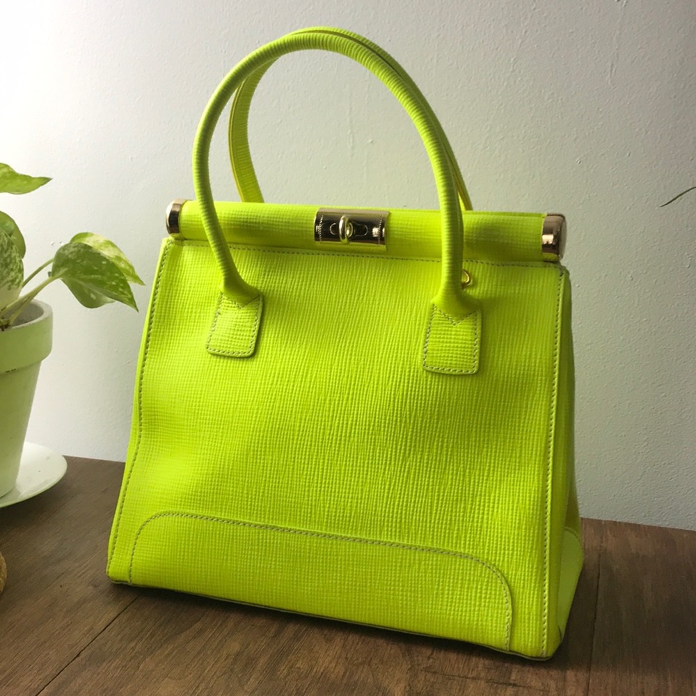 💚Giada Pelle Structured Neon Handbag💚